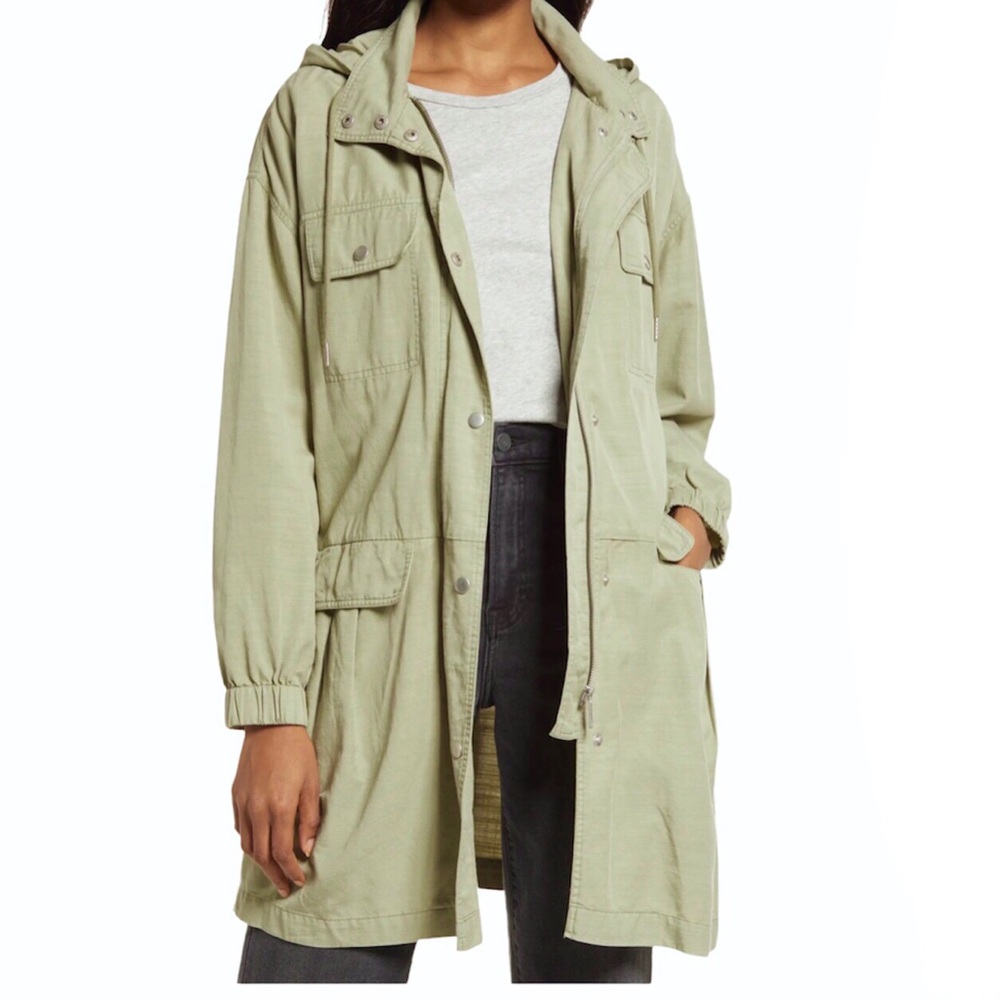 7 For All Mankind Coat Trench Rain Jacket Khaki Green Size Small